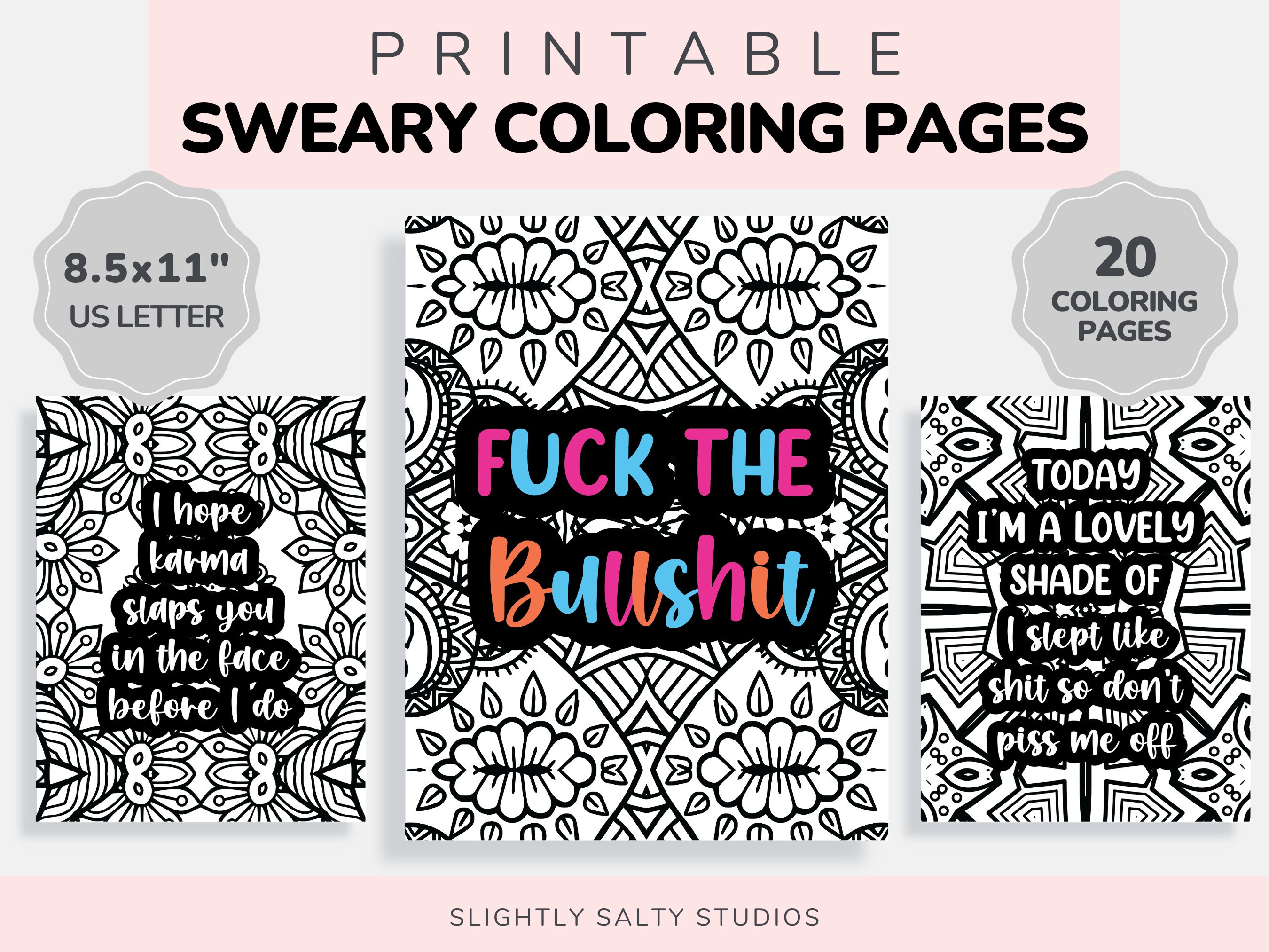 Adult coloring pages printable sarcastic coloring pages swear word coloring book funny coloring pages for adults cuss word coloring instant download