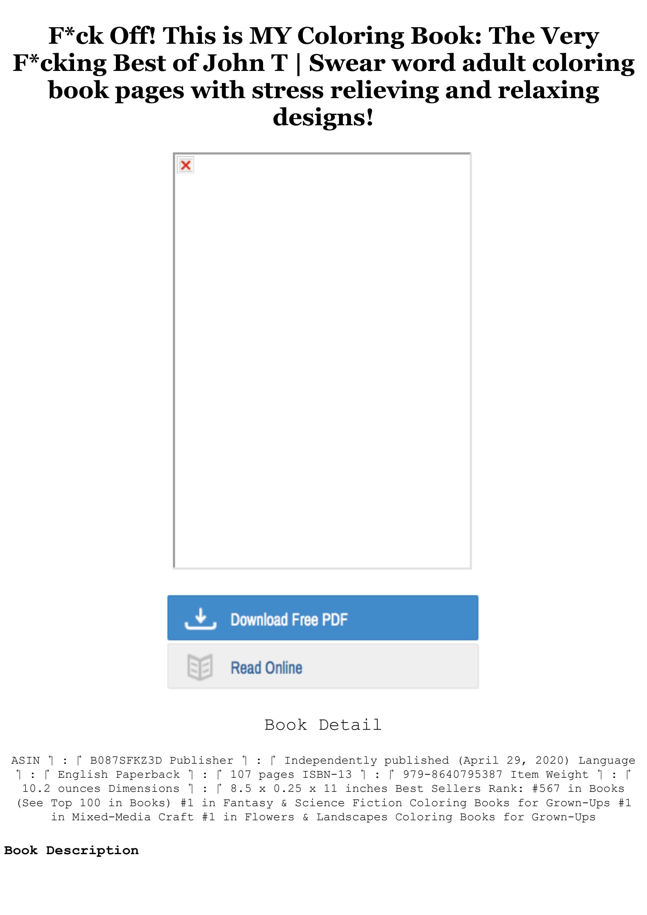 Pdf download fck off this is my coloring book the very fcking best of john t swear word adult by kyle
