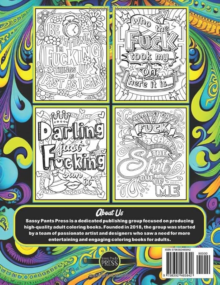 Very sweary quotes swear word coloring book for adults funny swearing coloring pages for relaxation and stress relief gag gift for cuss word lovers press sassy pants books