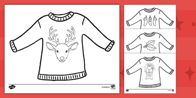 Christmas sweater coloring sheets