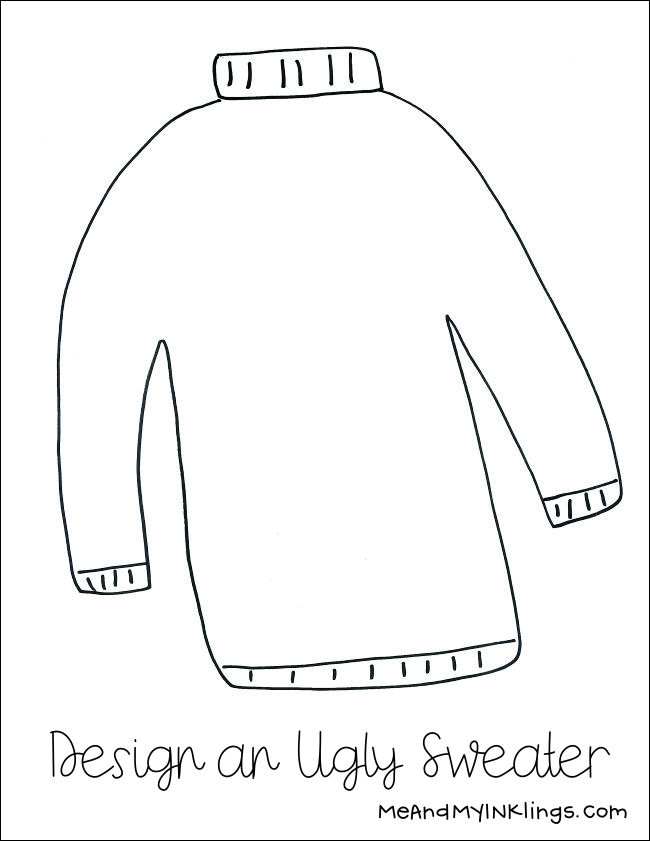 Printable ugly sweater coloring page