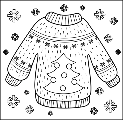 Ugly sweater coloring page free printable coloring pages