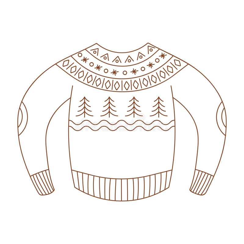 Coloring page outline of ugly sweater outlined christmas sweater stock vector