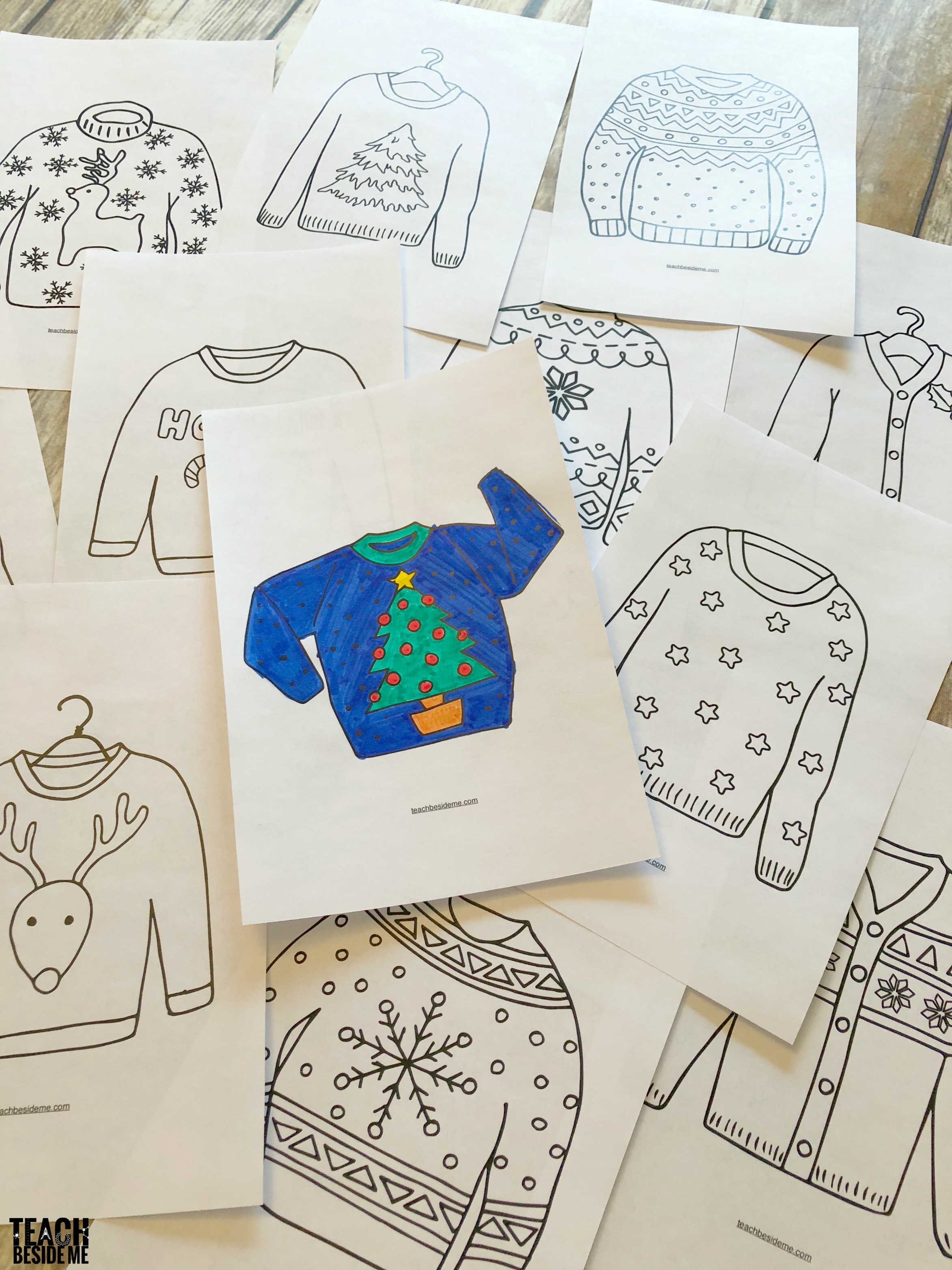 Christmas sweater coloring pages