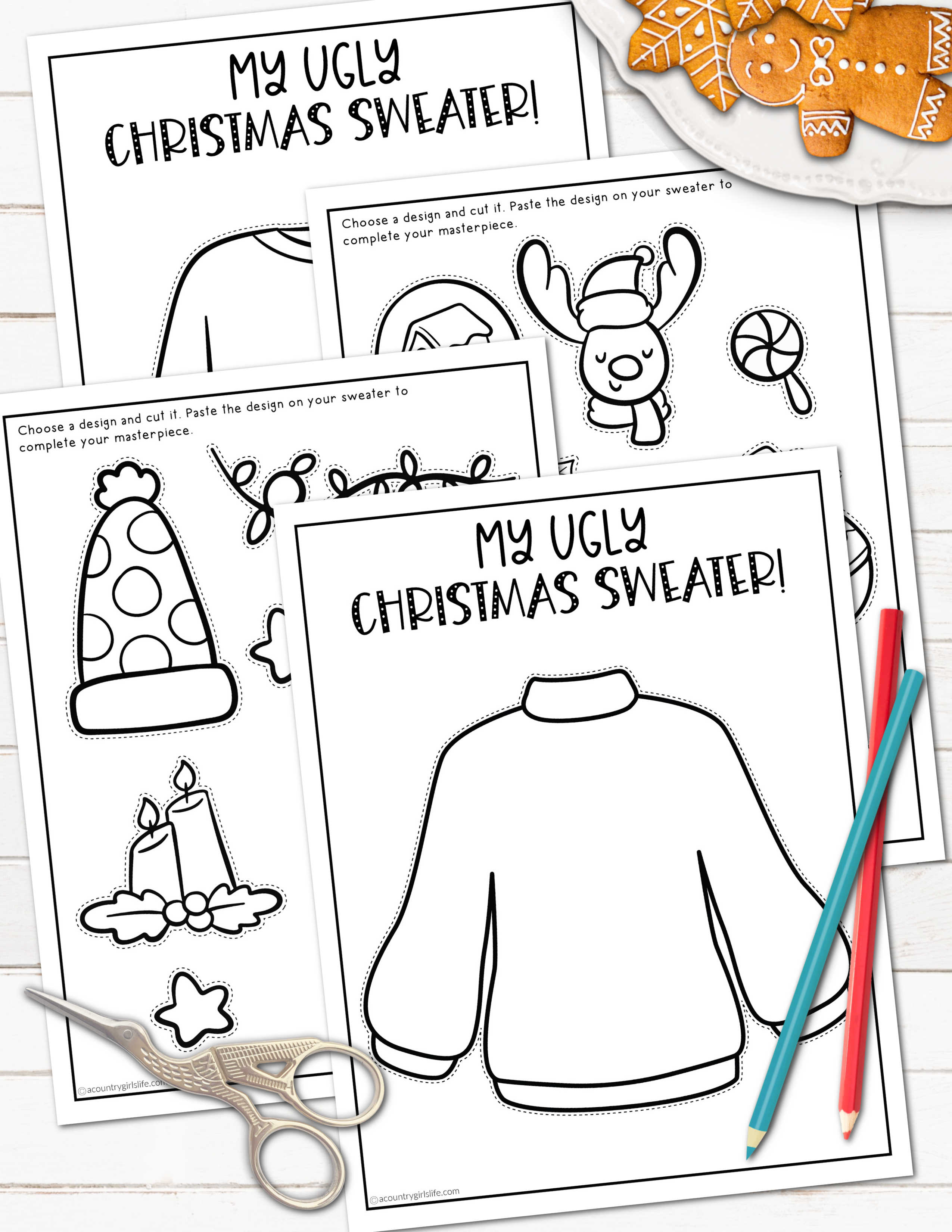 Ugly sweater coloring page free printable