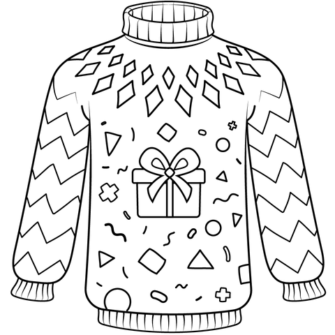 Christmas sweater coloring page free printable coloring pages