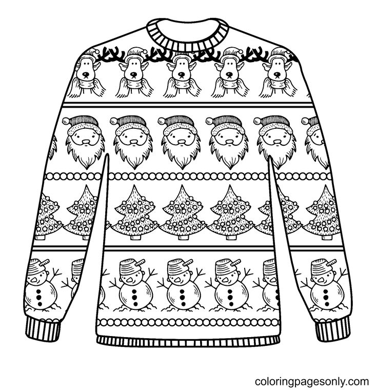 Christmas sweater coloring pages