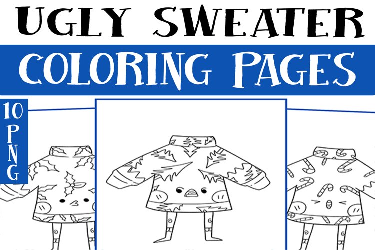 Cute ugly sweater coloring pages for kid