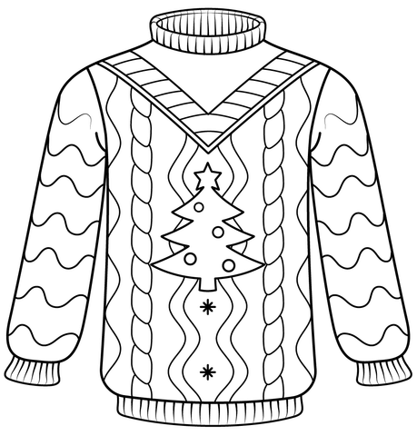 Christmas sweater coloring page free printable coloring pages