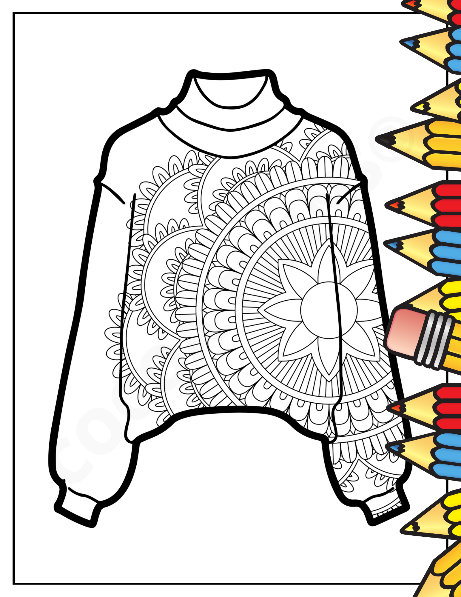 Printable coloring page not so ugly sweater â cocoa twins