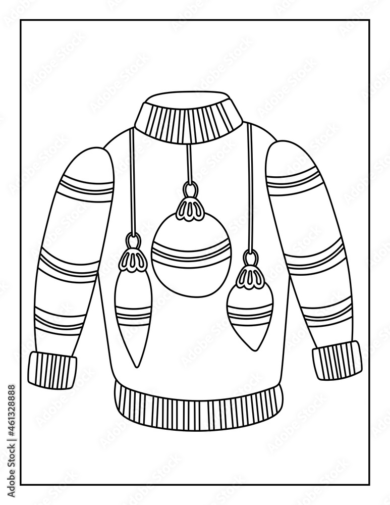 Christmas coloring book pages for kids coloring book for children ugly sweaters illustration