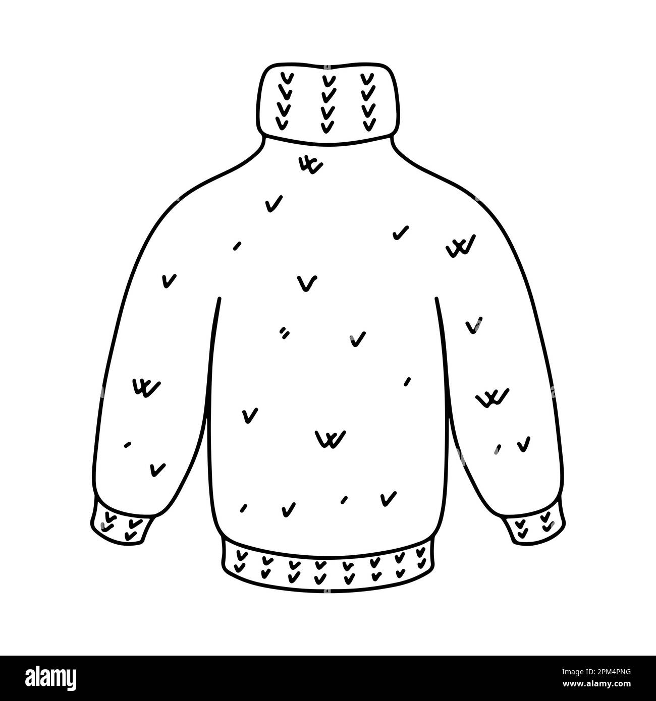 Knitted sweater in hand drawn doodle style vector illustration isolated on white background coloring book stock vector image art