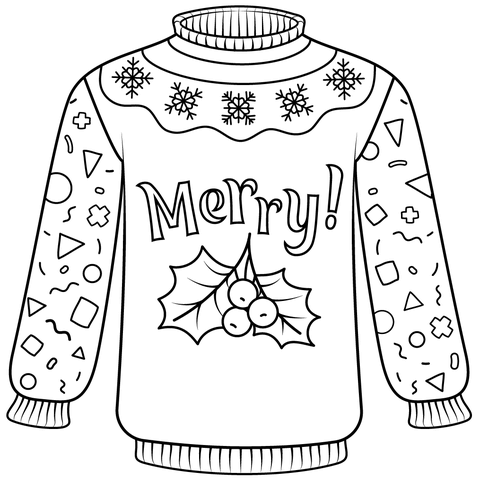 Christmas sweater coloring page free printable coloring pages