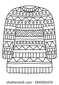 Ornamental old winter sweater coloring page stock vector royalty free