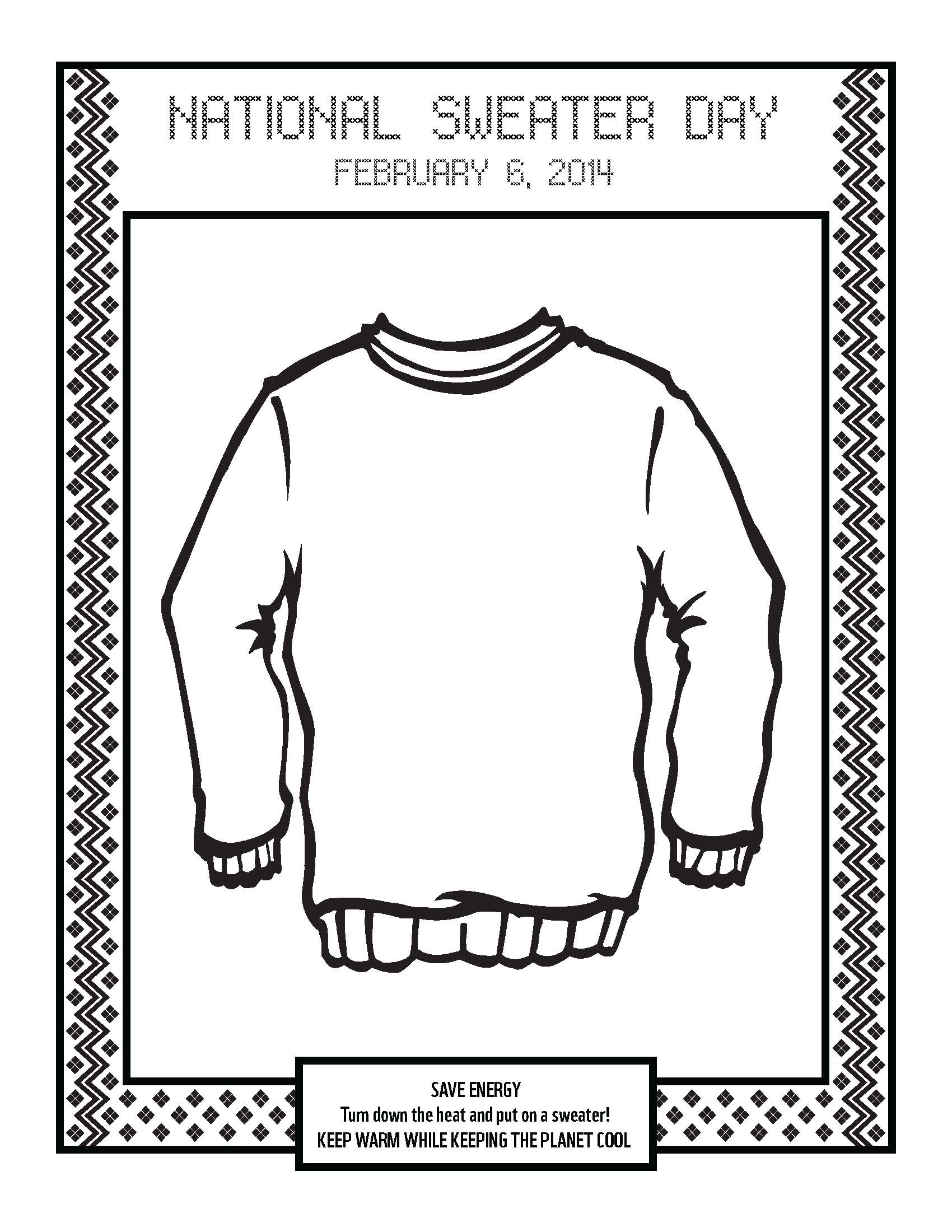 Coloring page for national sweater day