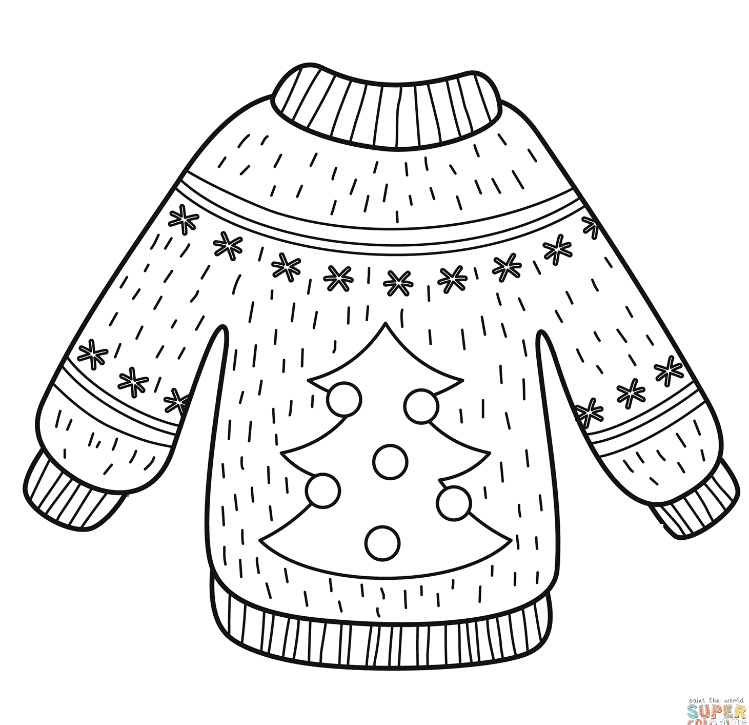 Christmas sweater coloring pages printable for free download