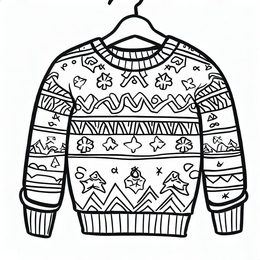 Christmas sweater image coloring page