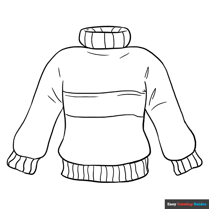 Sweater coloring page easy drawing guides