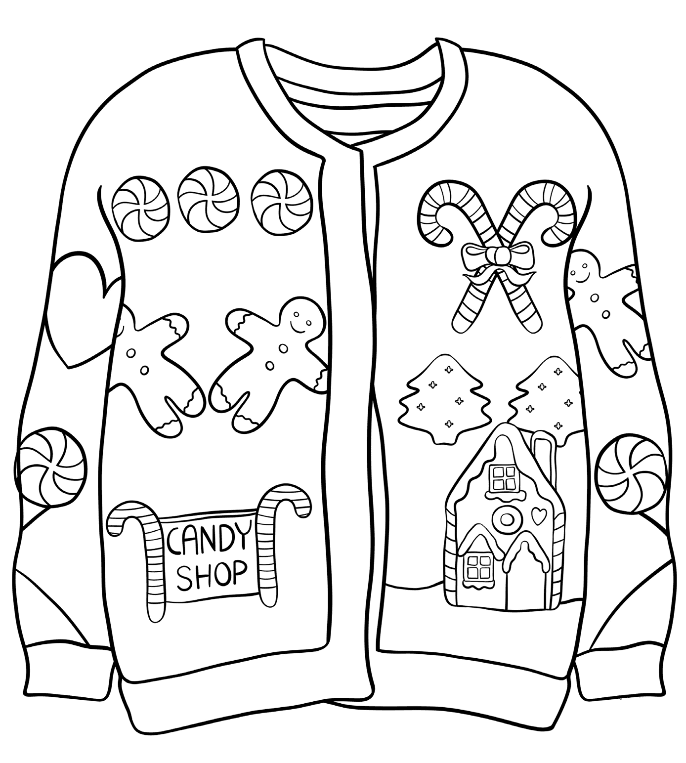 Christmas sweater coloring pages printable for free download