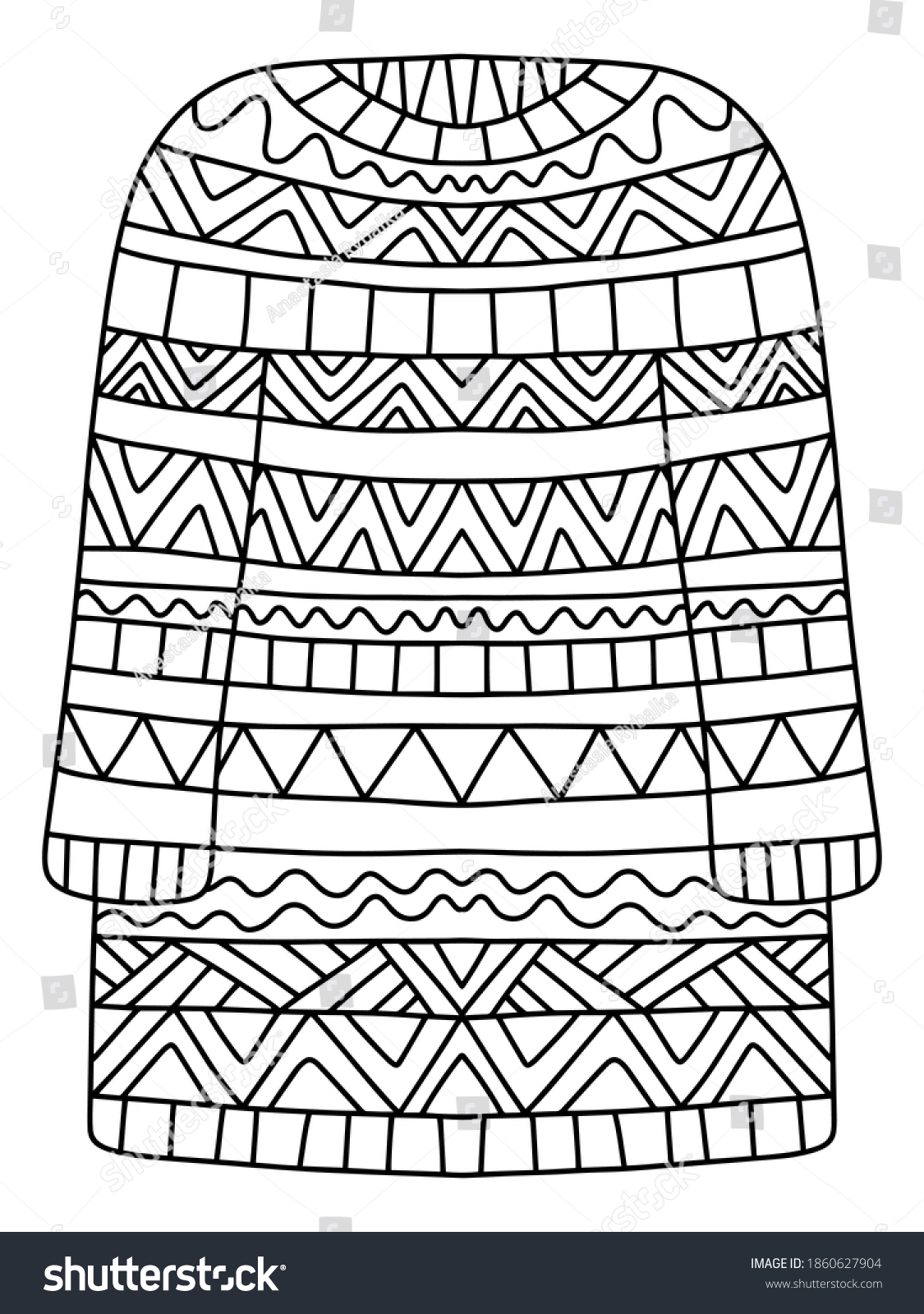 Detailed christmas sweater coloring page kids stock vector royalty free