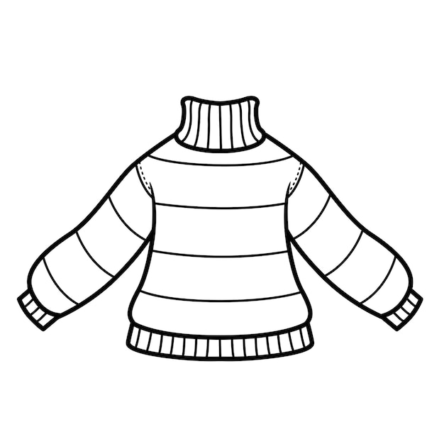 Premium vector warm striped sweater outline for coloring on a white background