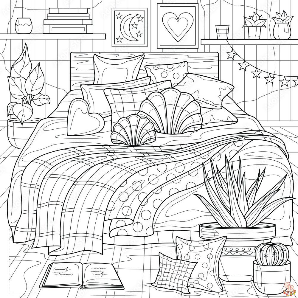 Relax and unwind with bedroom coloring pages