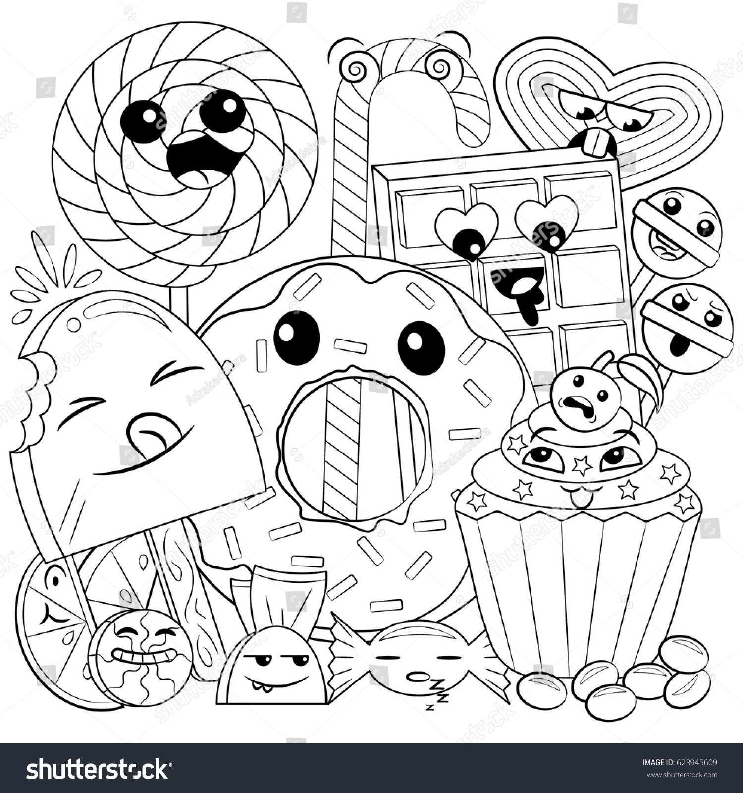 Hakuun black white coloring page cute sweet liittyvã vektorikuva rojaltivapaa