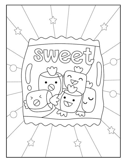 Premium vector kawaii candy coloring page