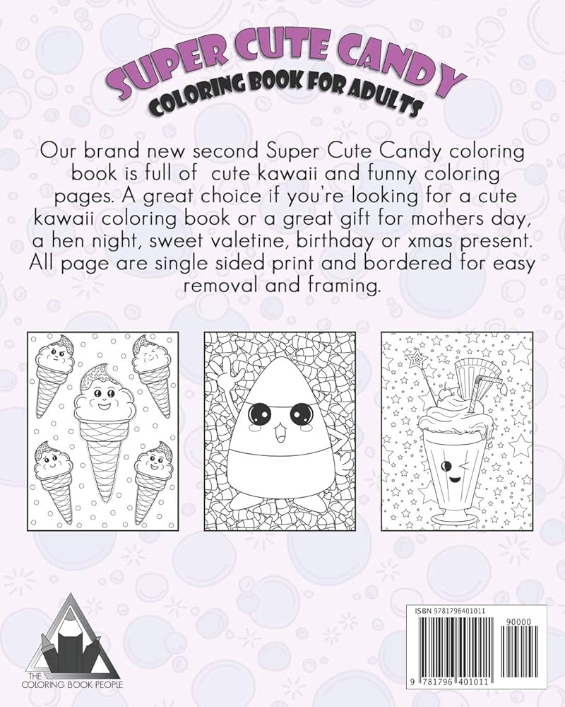 Super cute candy coloring book for adults super cute coloring book featuring kawaii and doodle images people the coloring book books