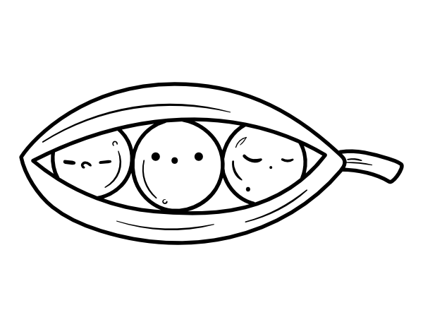 Printable kawaii peas coloring page