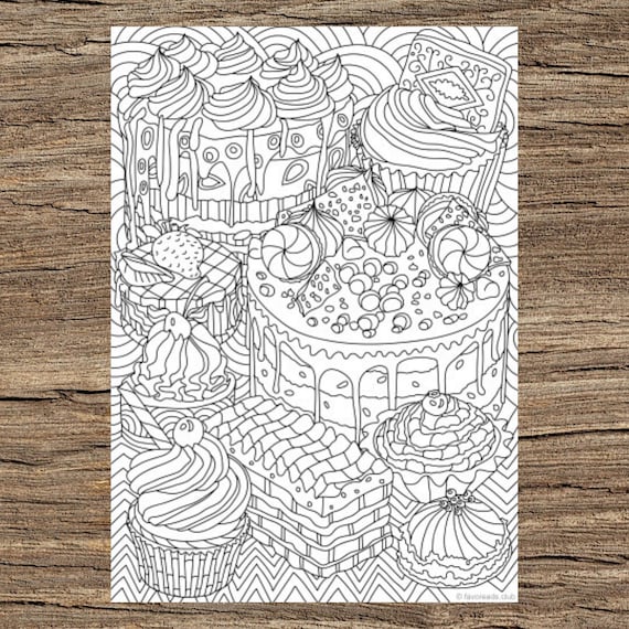 Sweet treats printable adult coloring page from favoreads