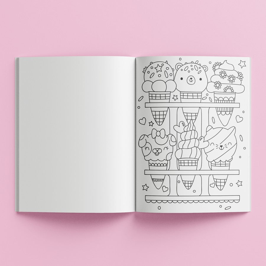 Sweet treats and super cute animals coloring book â