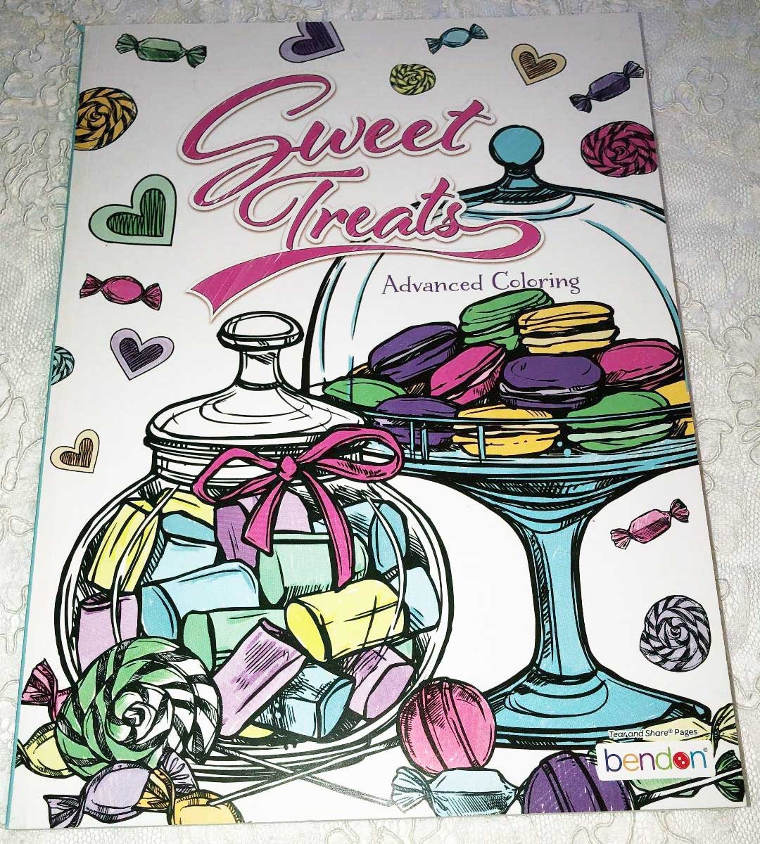 Sweet treats desserts advanced coloring book bendon quality white paper candy jars cakes ice cream treats over pages