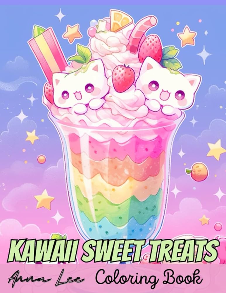 Kawaii sweet treats coloring book fun and playful coloring pages for all ages lee anna books