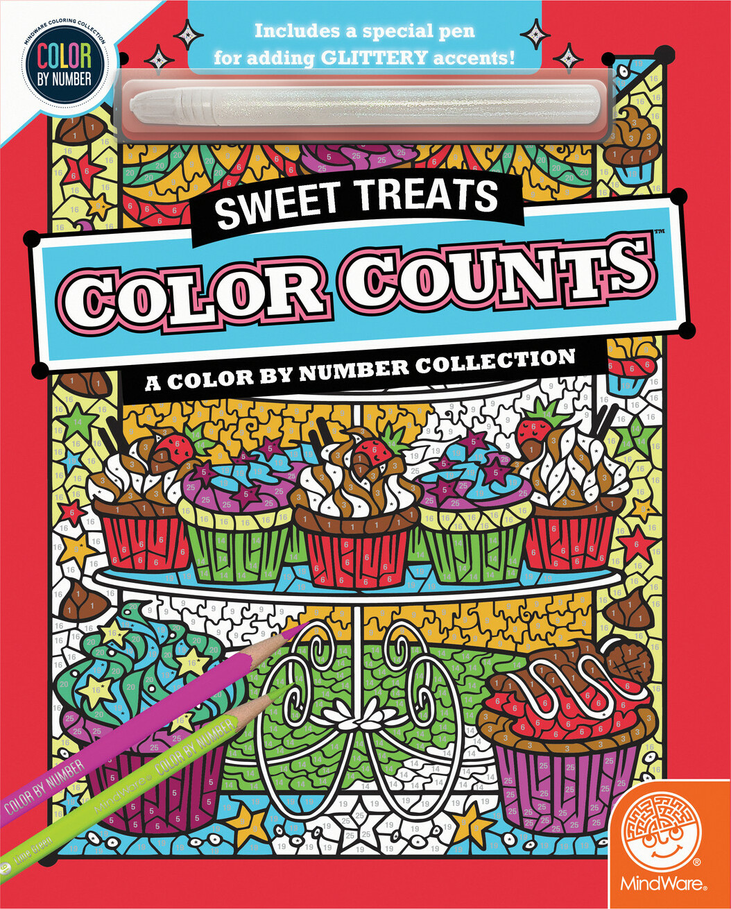 Color by number color counts glitter sweet treats