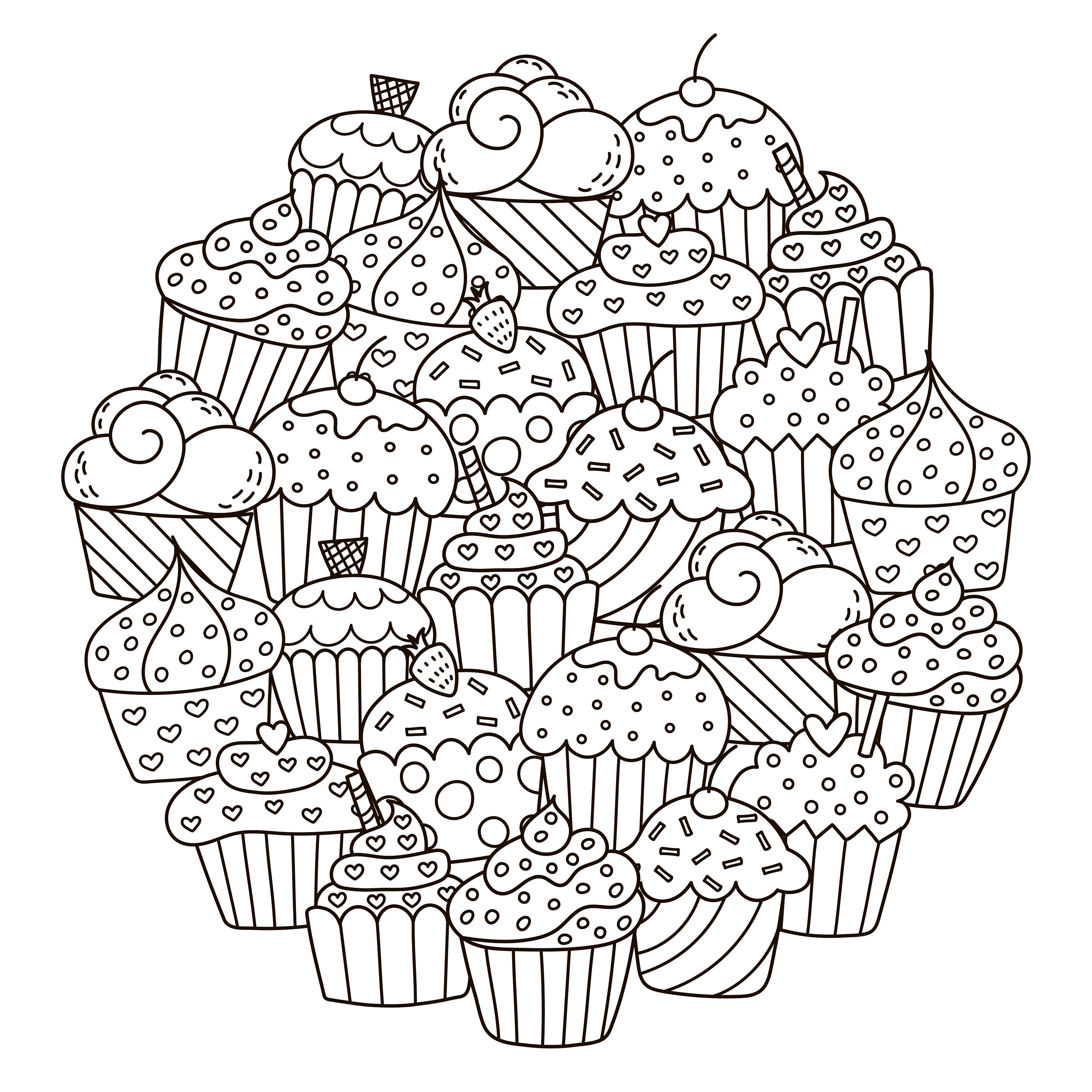 Coloring pages cupcakes sweet treats