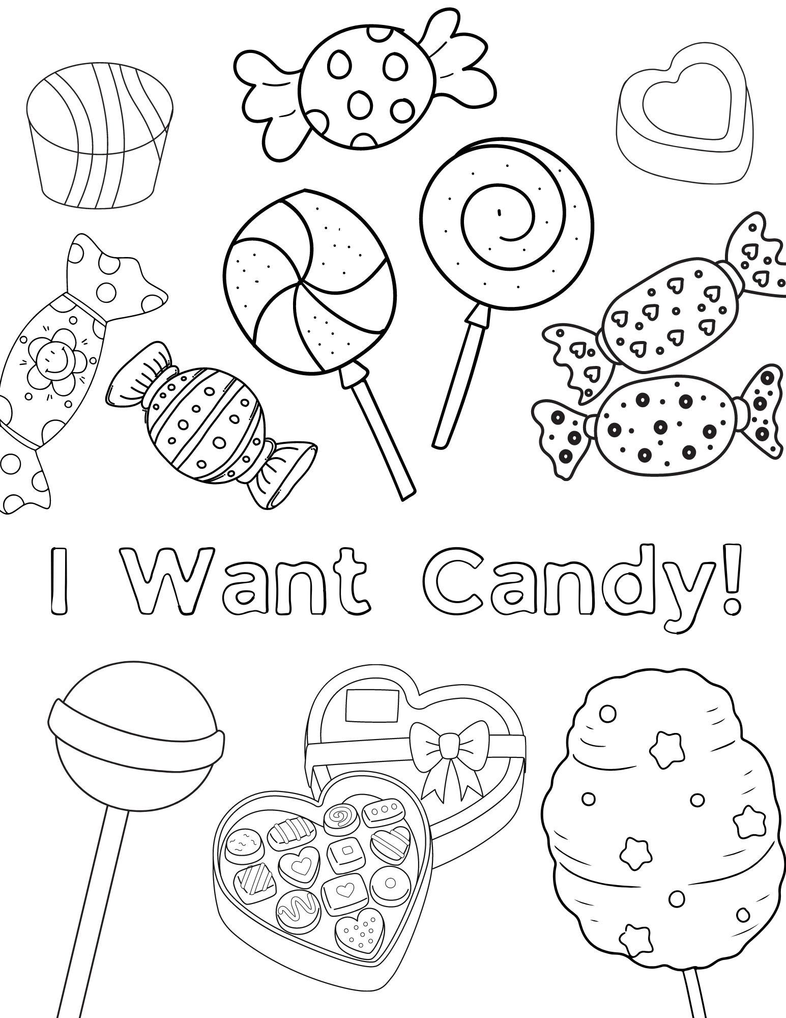 Celebrate your sweet tooth with these cute candy coloring pages