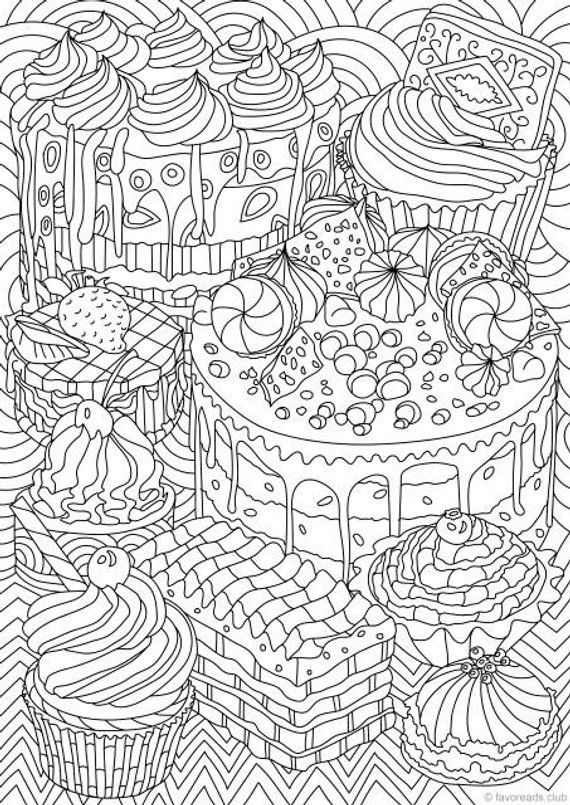 Sweet treats printable adult coloring page from favoreads coloring book pages for adults and kids coloring sheets coloring designs