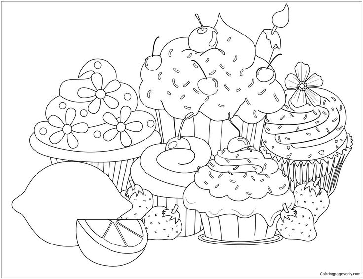 Beautiful sweet cupcake coloring page cupcake coloring pages coloring books coloring pages