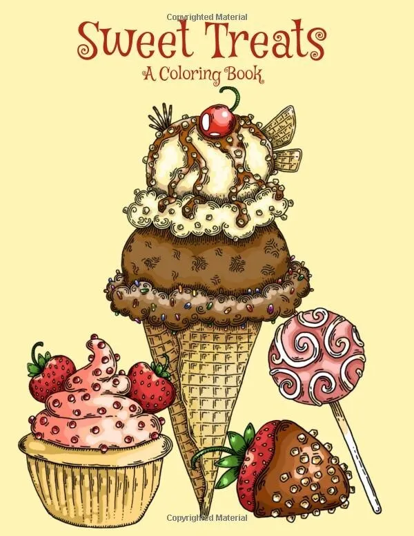 Sweet treats loring book adult louring cute desserts cakes ice cream pies