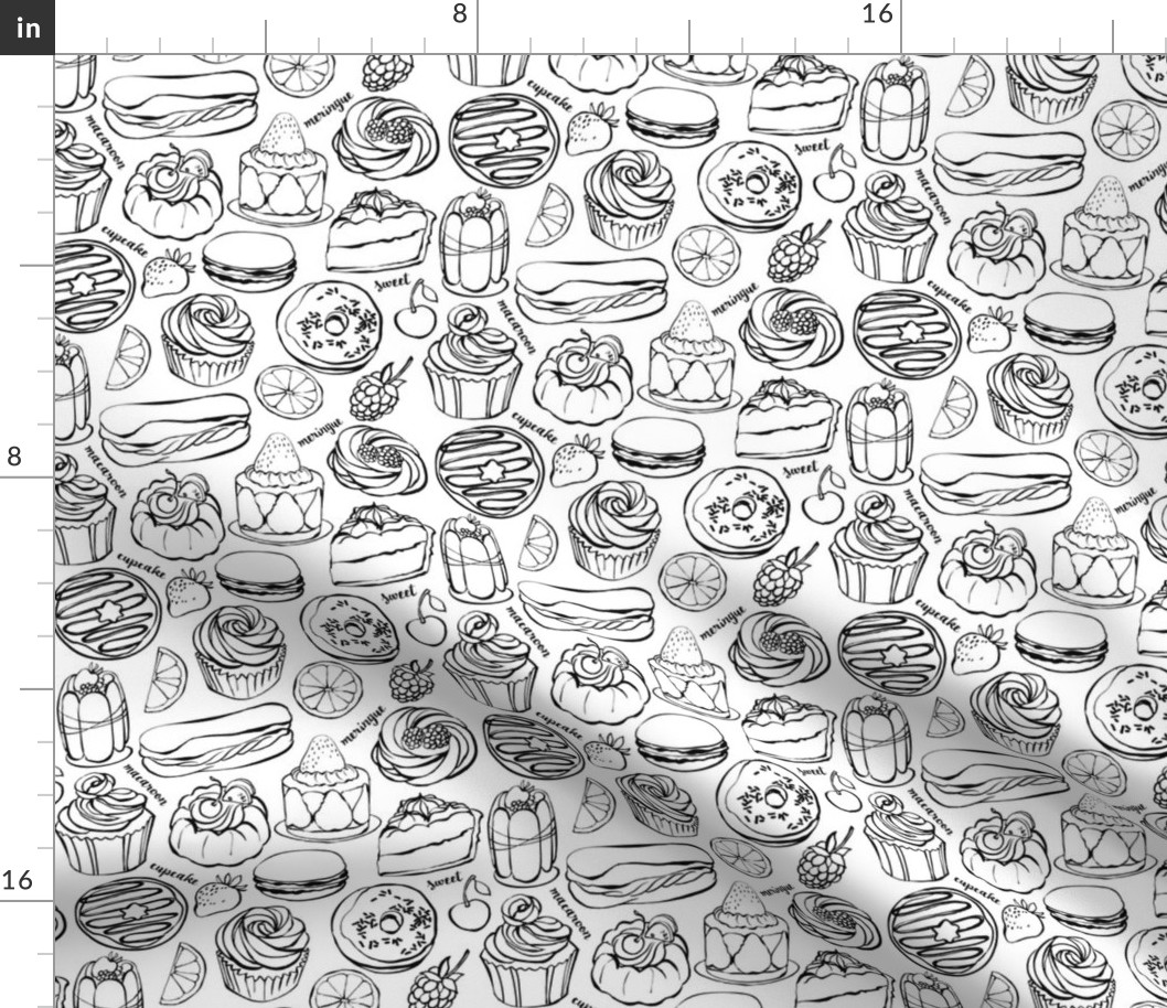 Sweet treats colouring page fabric