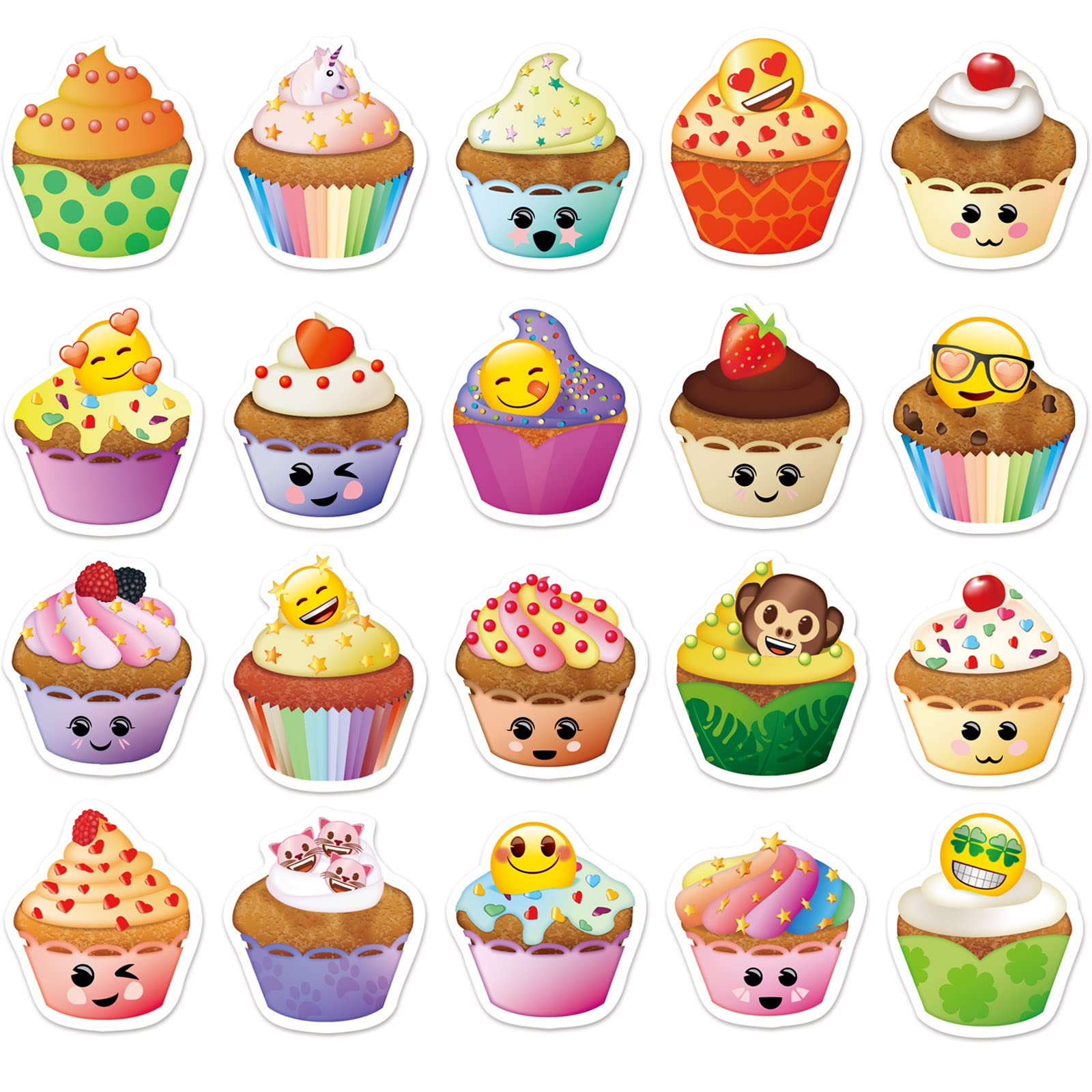 Pcs emoji cupcake stickers for kids sheets cute sweet cupcake stickers birthday party supply classroom reward gift toys games