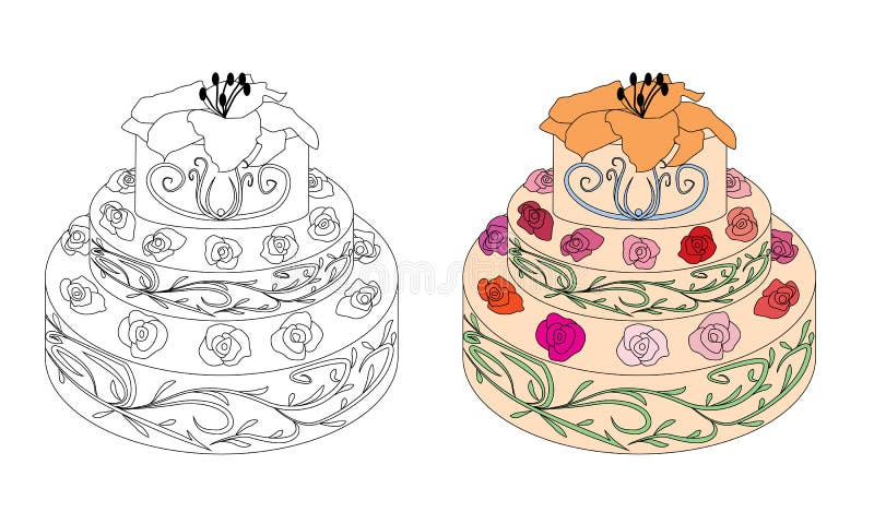 Birthday cake colouring stock illustrations â birthday cake colouring stock illustrations vectors clipart