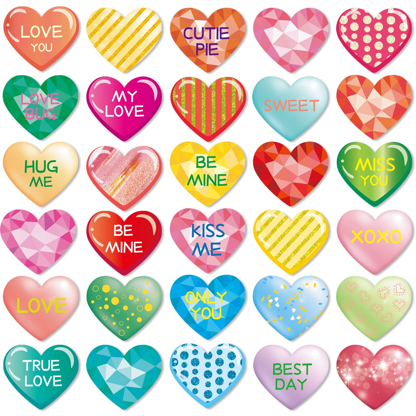 Heart stickers for kids pcs valentine sticker colorful valentines day candy stickers party supply classroom reward gift sheets toys games