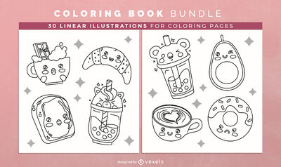 Kawaii sweets coloring book design pages vector download