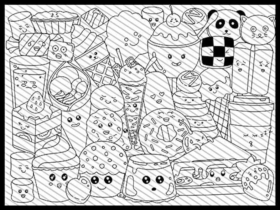 Large kawaii sweets coloring page candy food jumbo coloring book for kids and adults handmade products