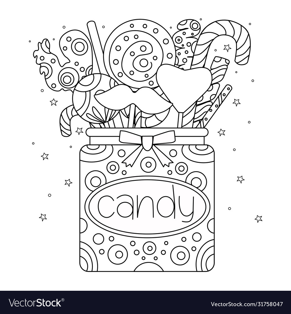 A jar sweets template for coloring book royalty free vector