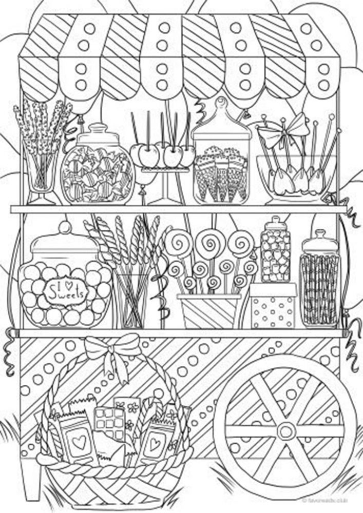 Free easy to print candy coloring pages