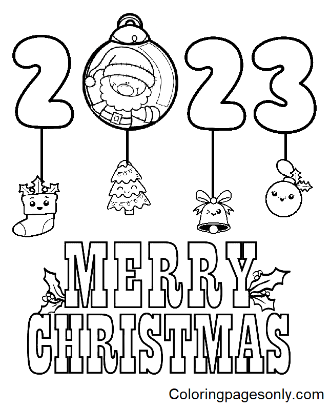 Merry christmas coloring page