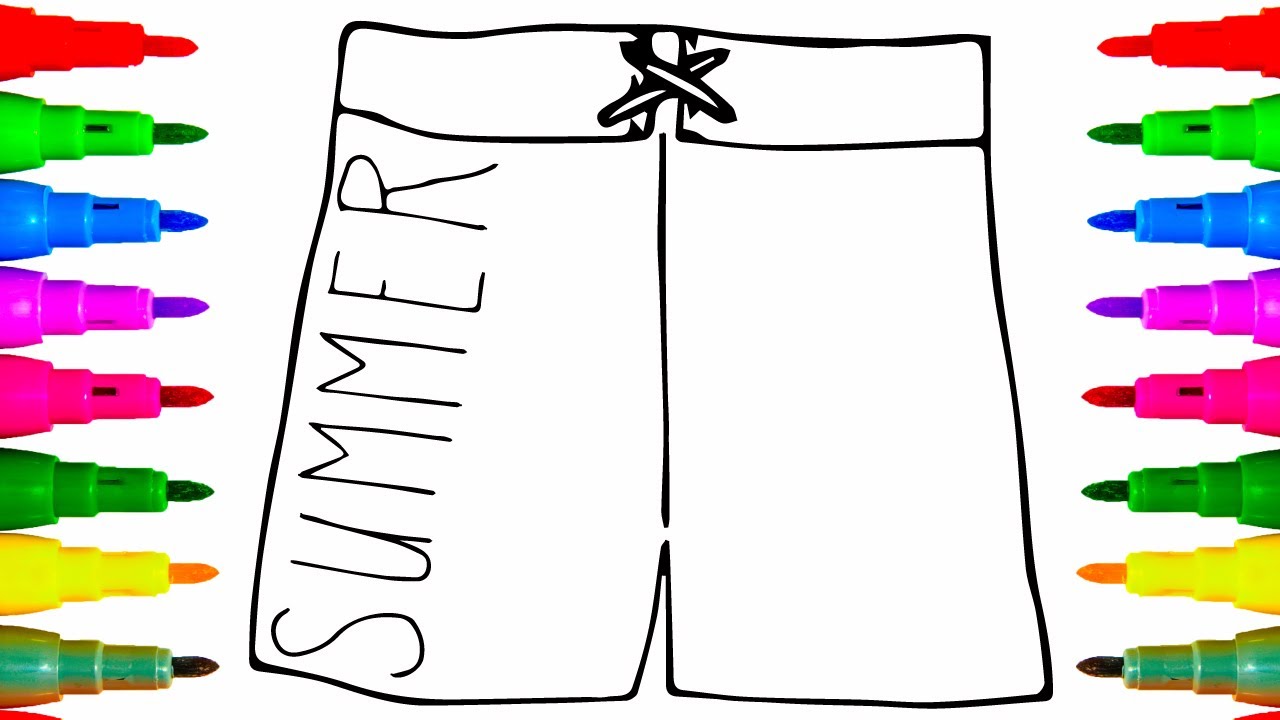 Summer swim shorts drawing and coloring for kids coloring pages for kids